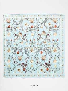 Trending! Anthropologie Blue Shell Coral 27” Neck Bag Hair Silky Scarf